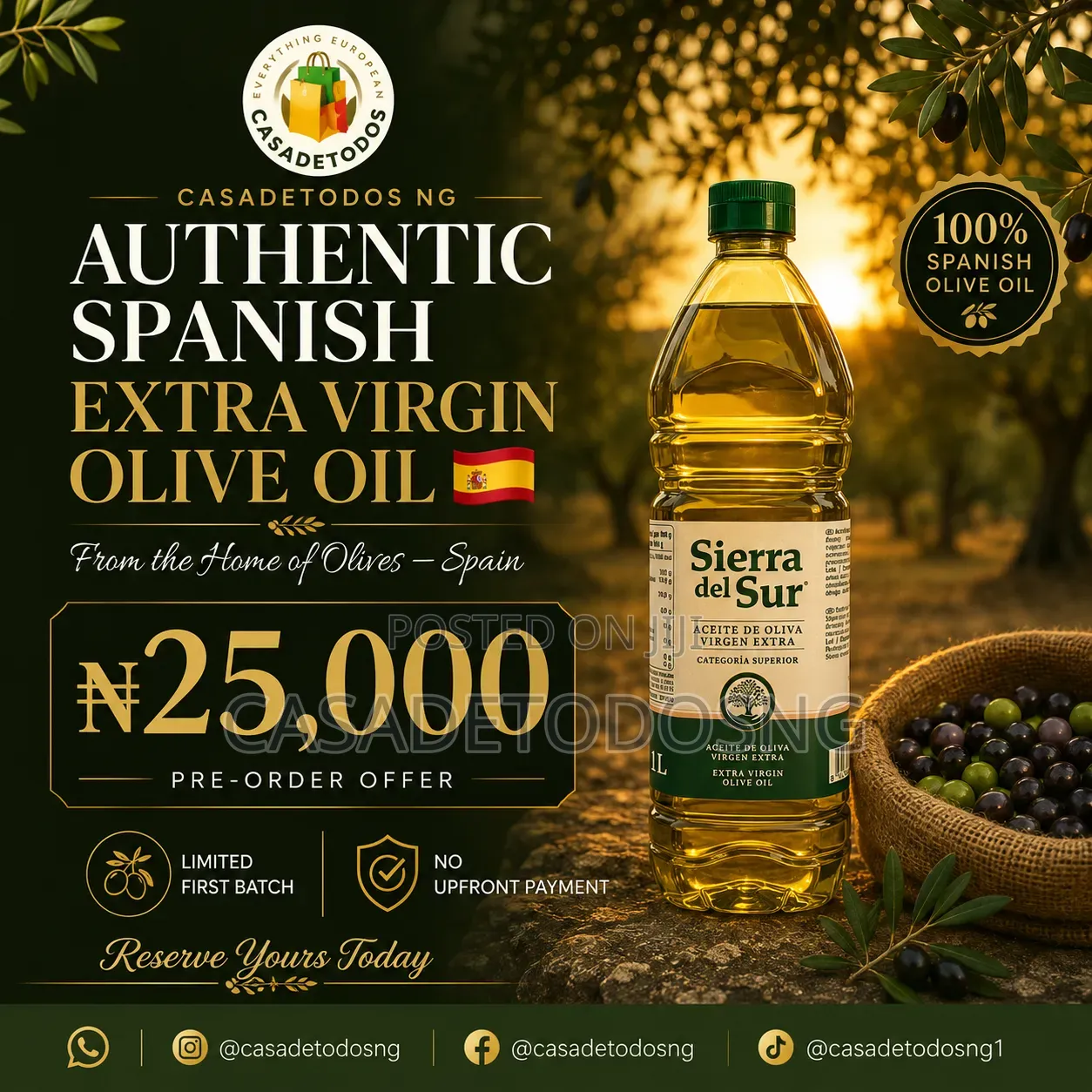 Sierra Del Sur 1l Olive Oil Pre-Order (Authentic Spanish Olive Oil)