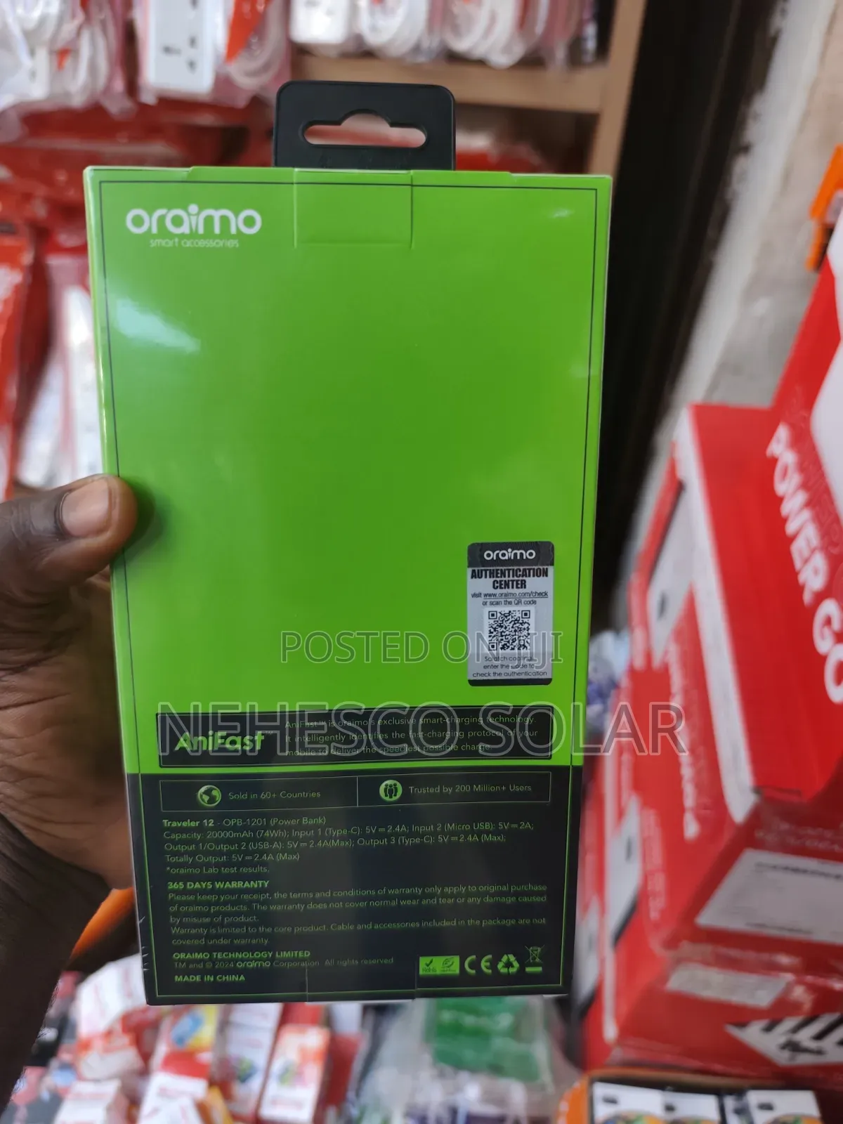 20,000mah Oraimo Fast Charge Power Bank