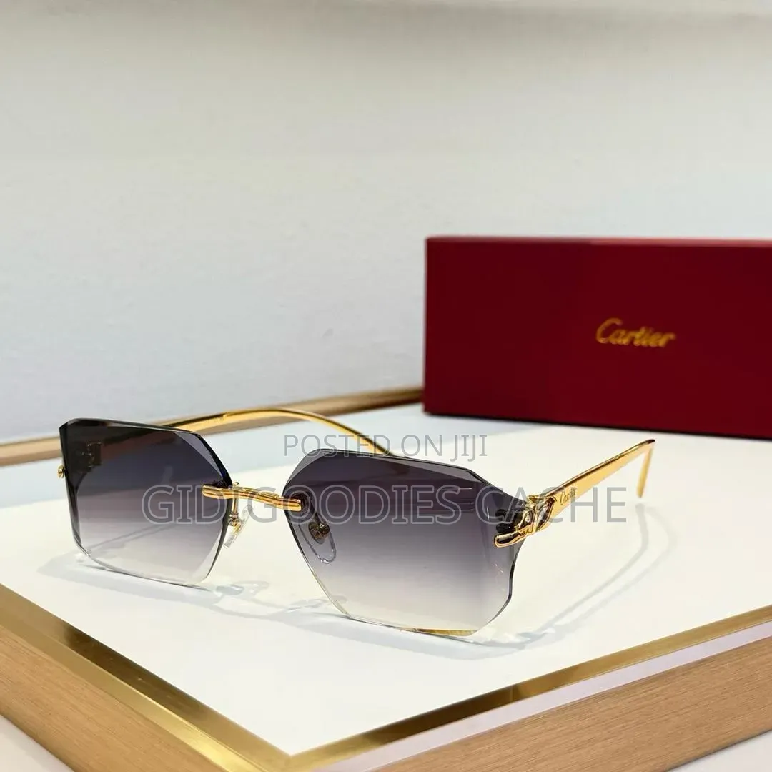 Cartier Rimless Hexagon Gold Frame Sunglasses