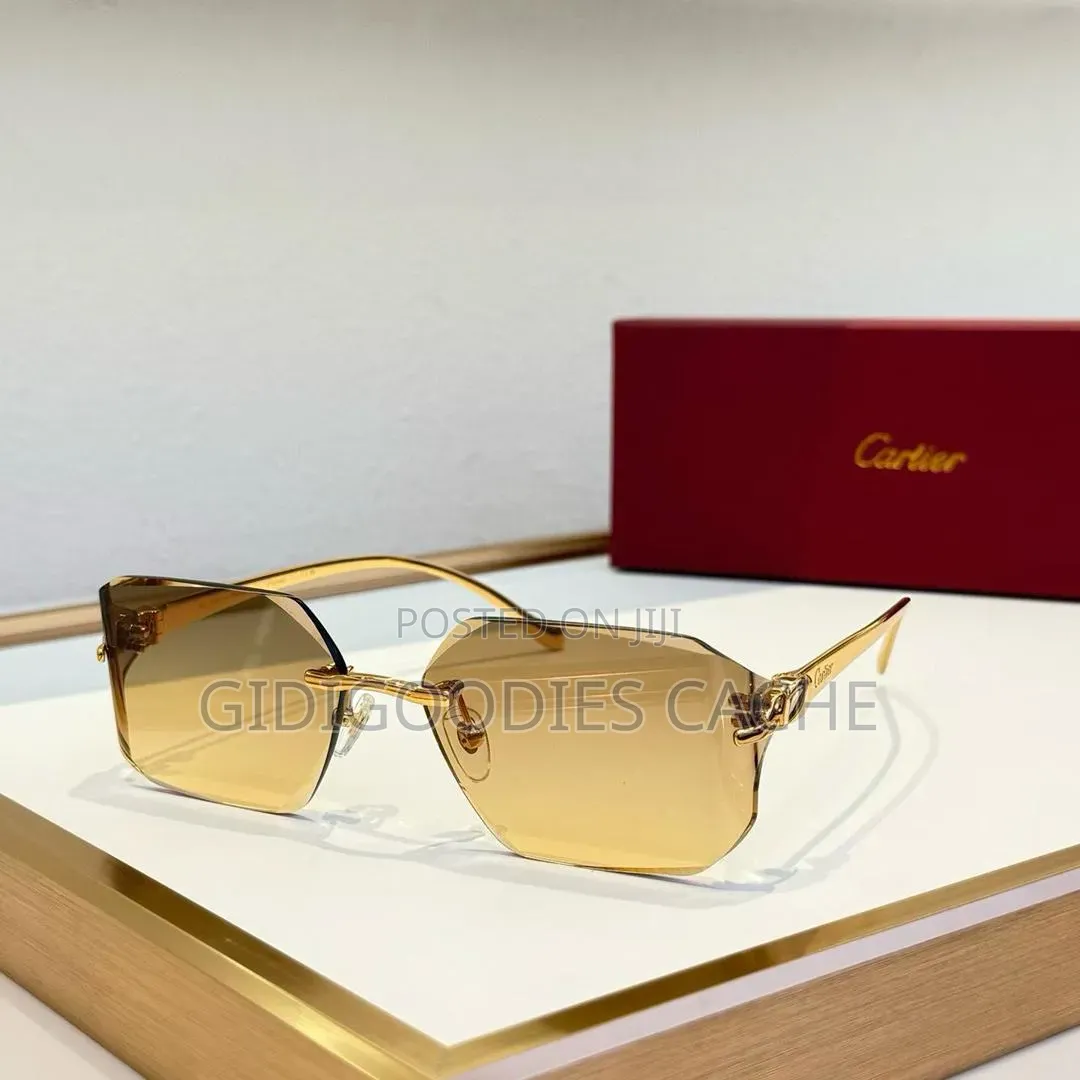 Cartier Rimless Hexagon Gold Frame Sunglasses
