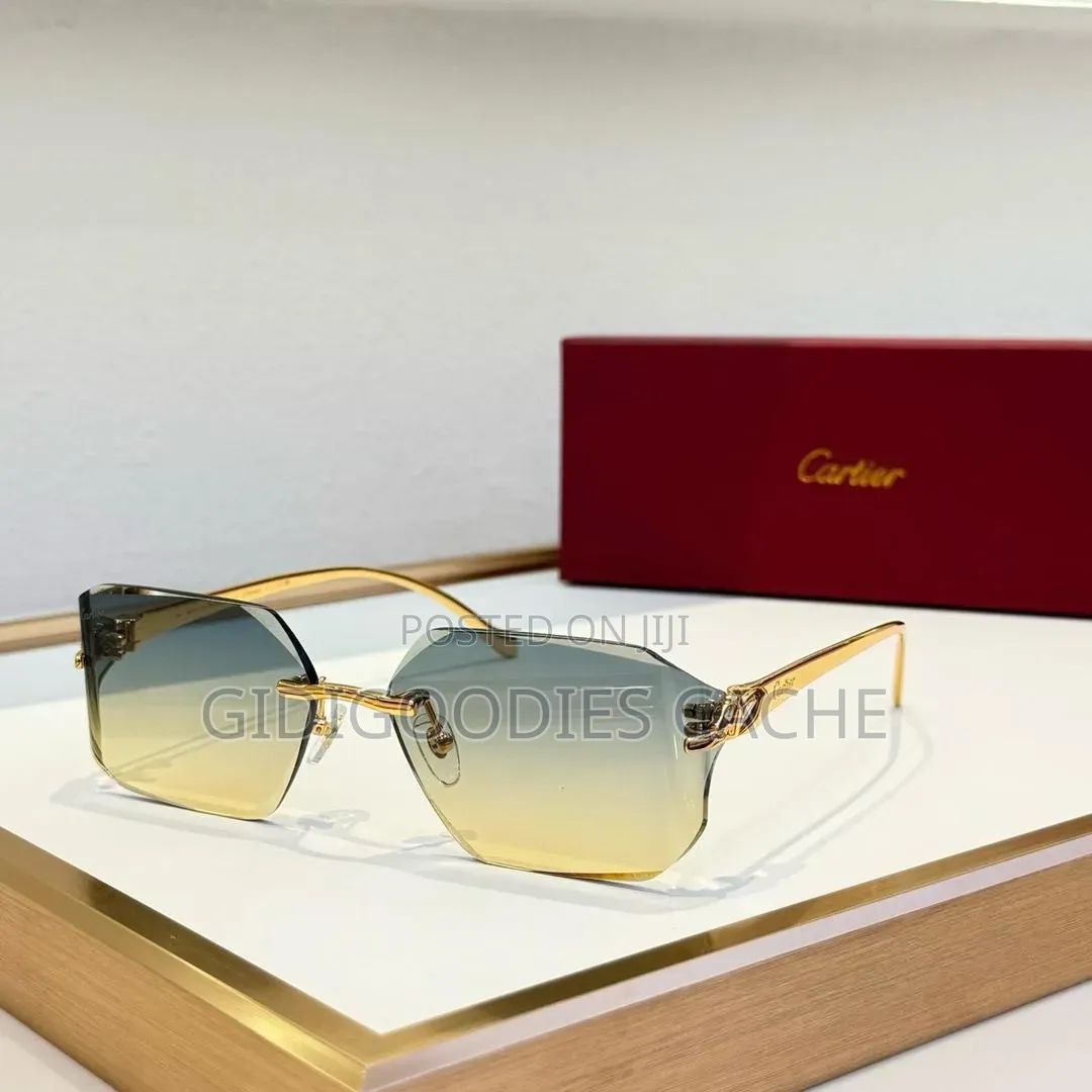 Cartier Rimless Hexagon Gold Frame Sunglasses