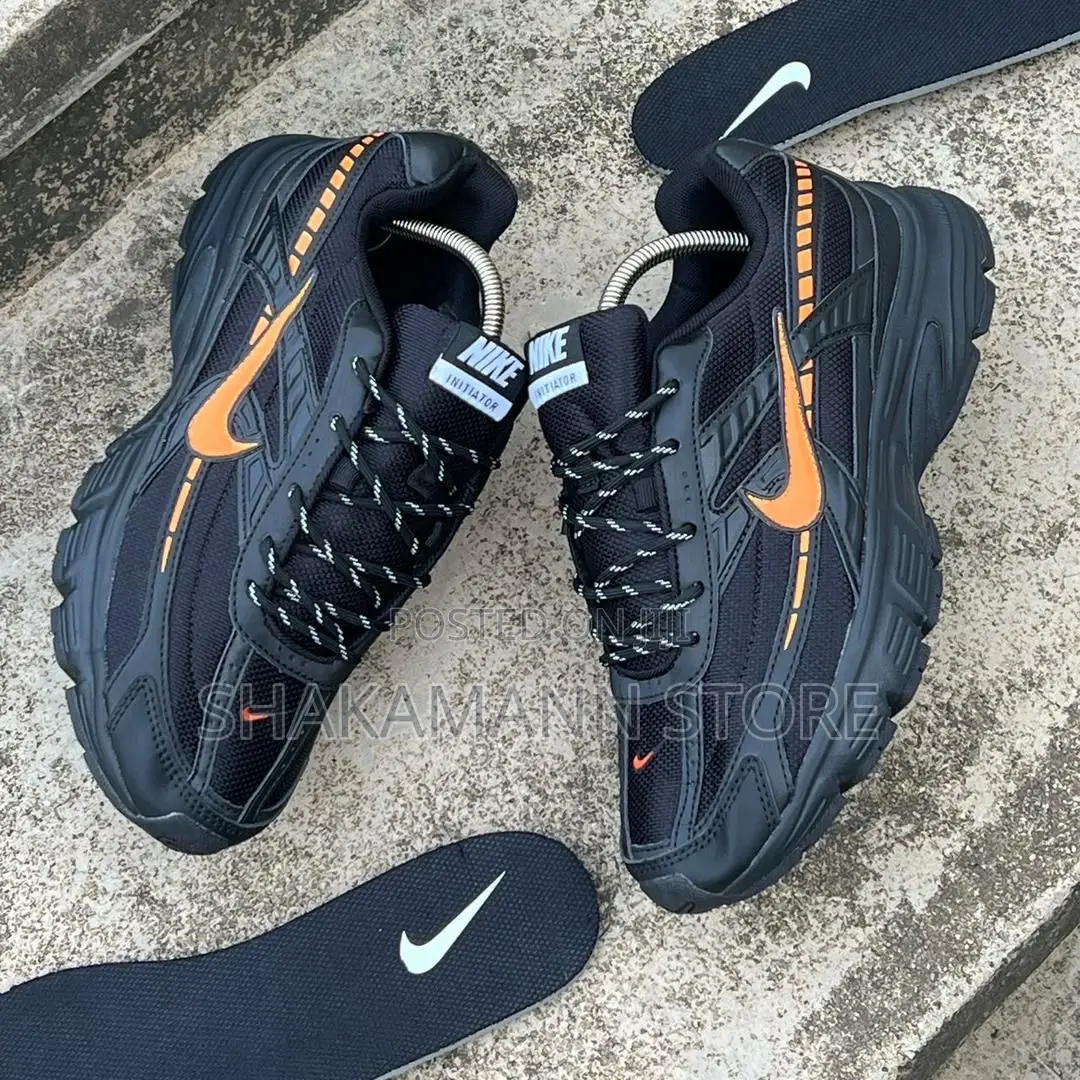 Original Nike Air Max Initiator Triple Black Orange Swoosh