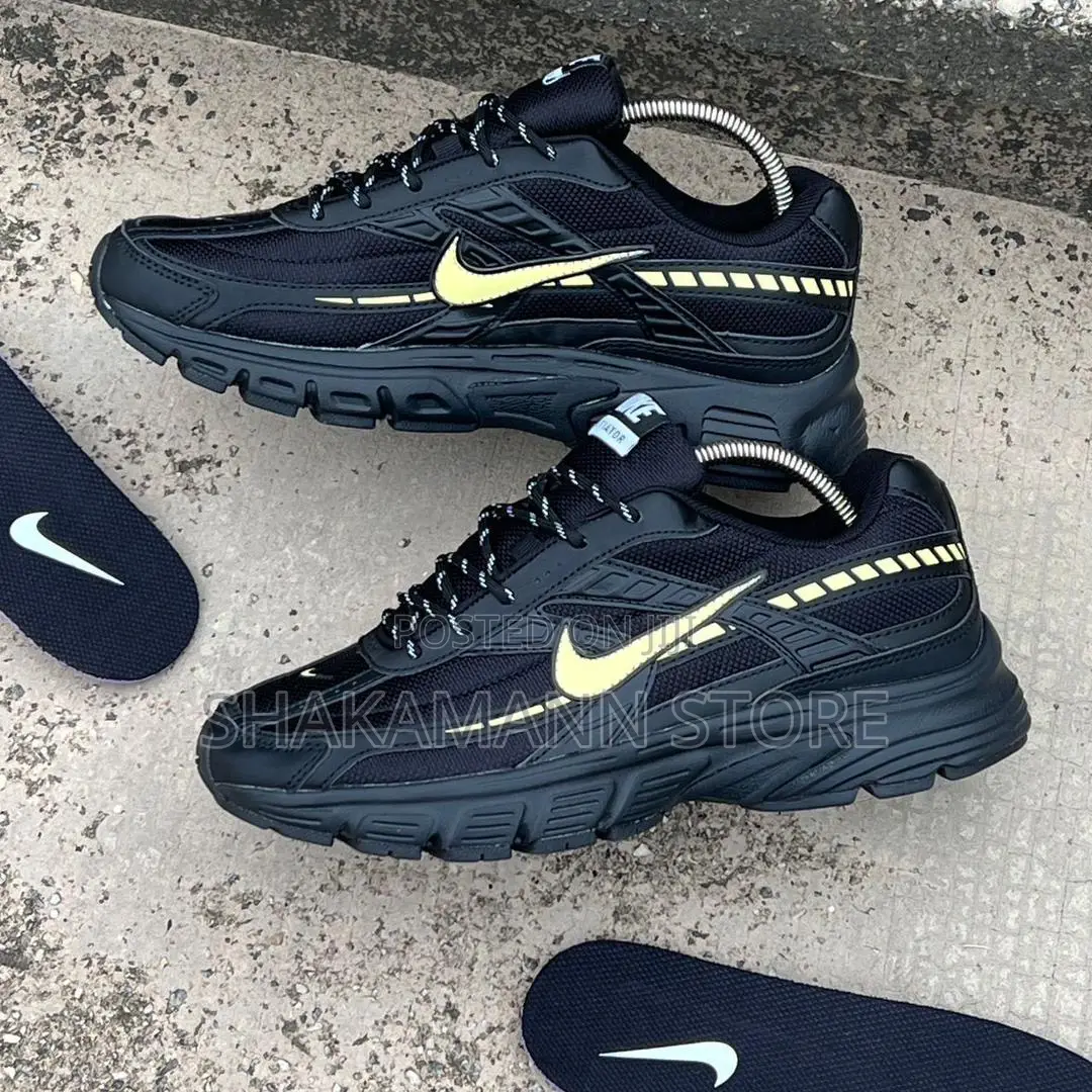 Nike Initiator Triple Black Yellow Swoosh—Accents Yellow