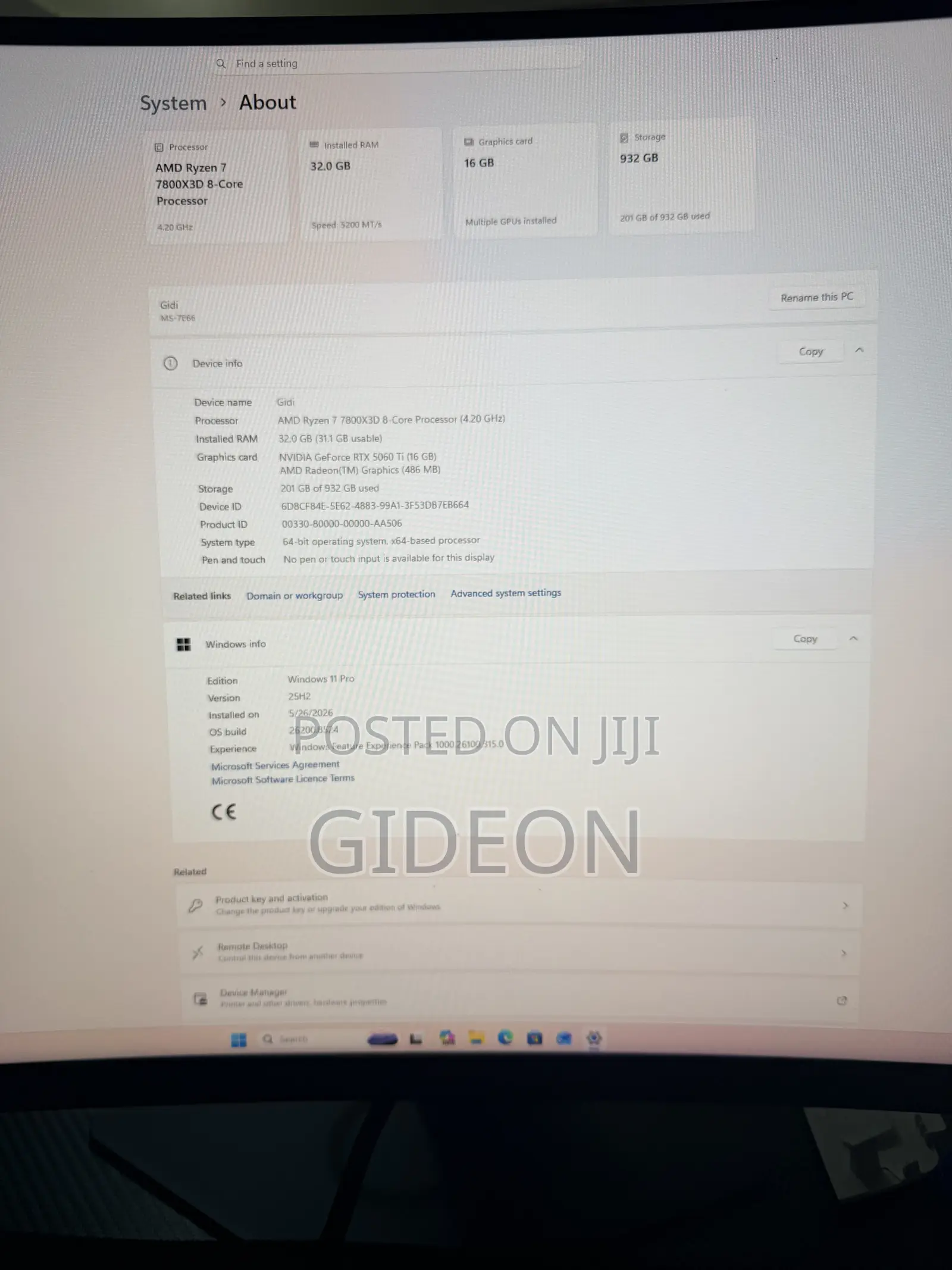 Desktop Computer 32GB AMD Ryzen 7 SSD 1T
