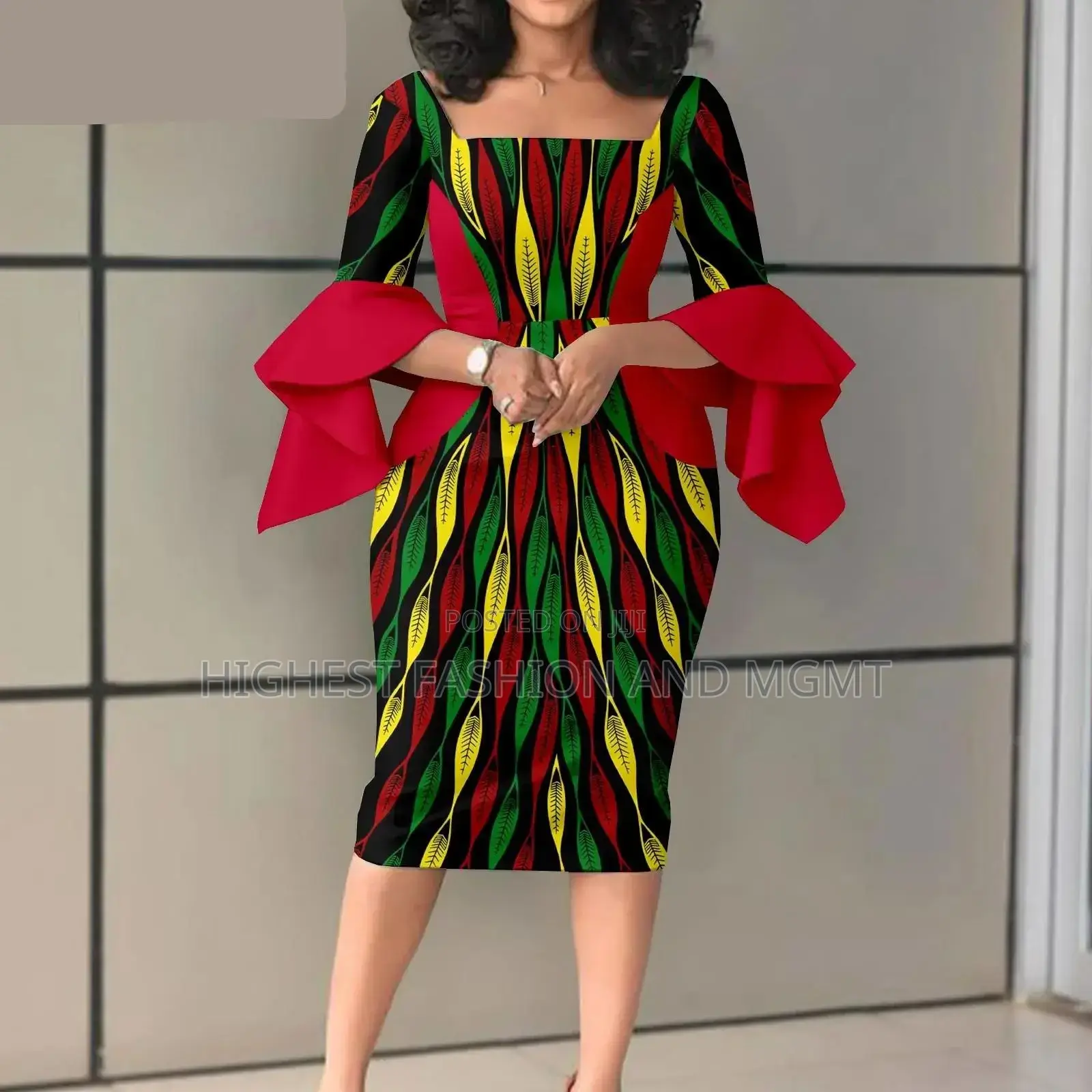 Petal Sleeve Print Outfit