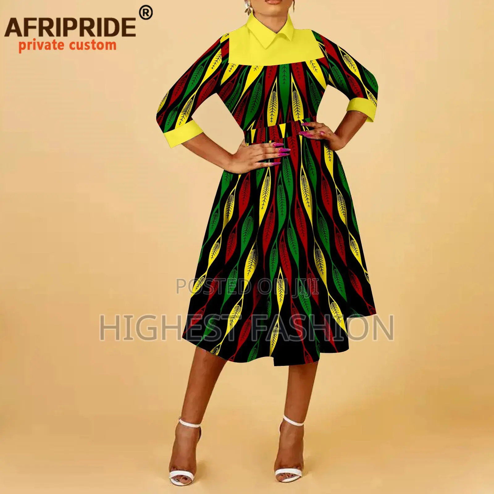 Collar Sleeve Print Dress