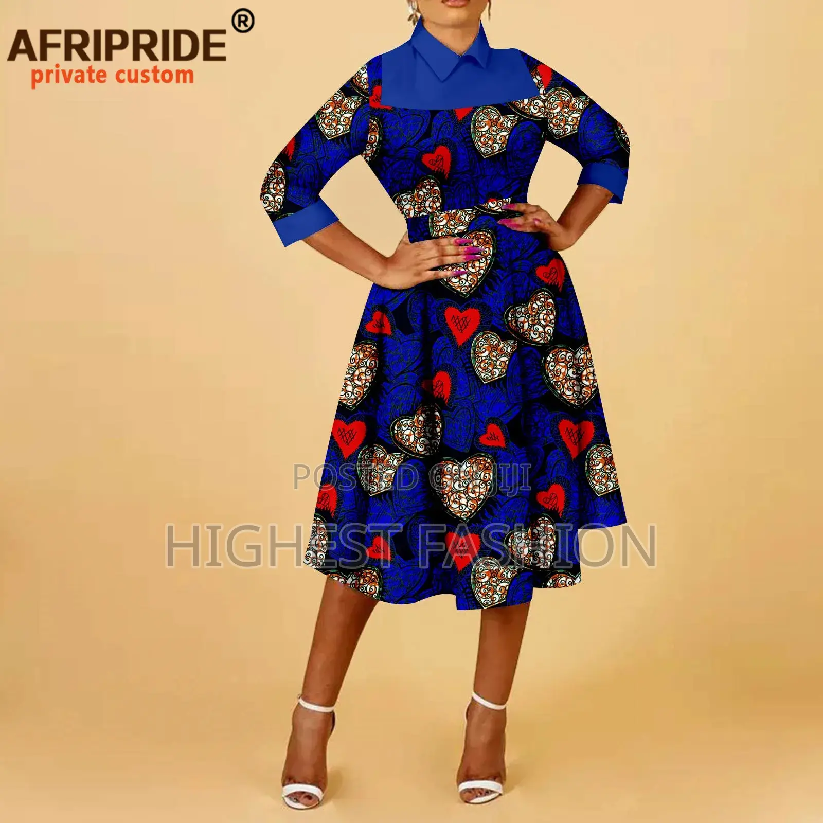 Collar Sleeve Print Dress