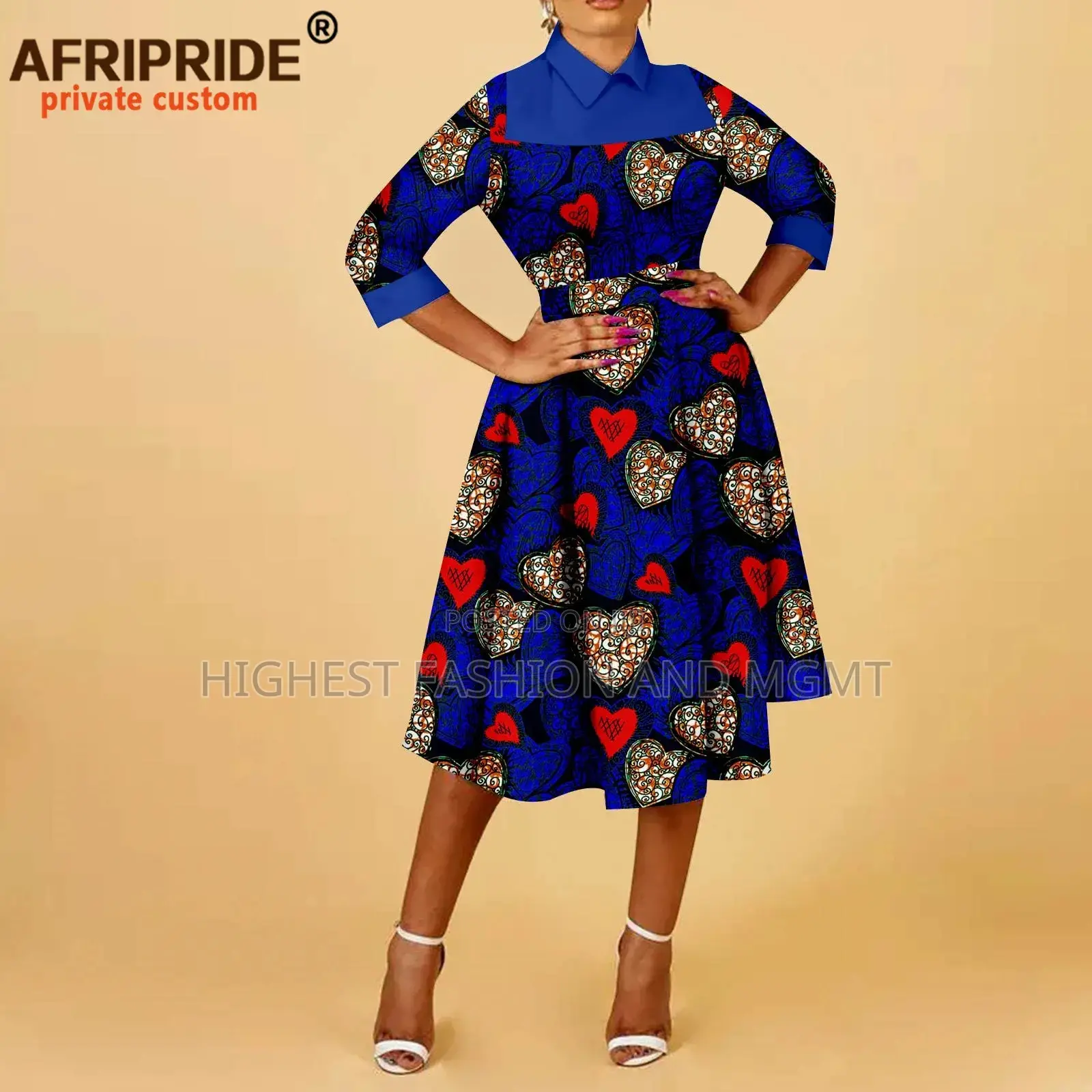 Collar Sleeve Print Dress