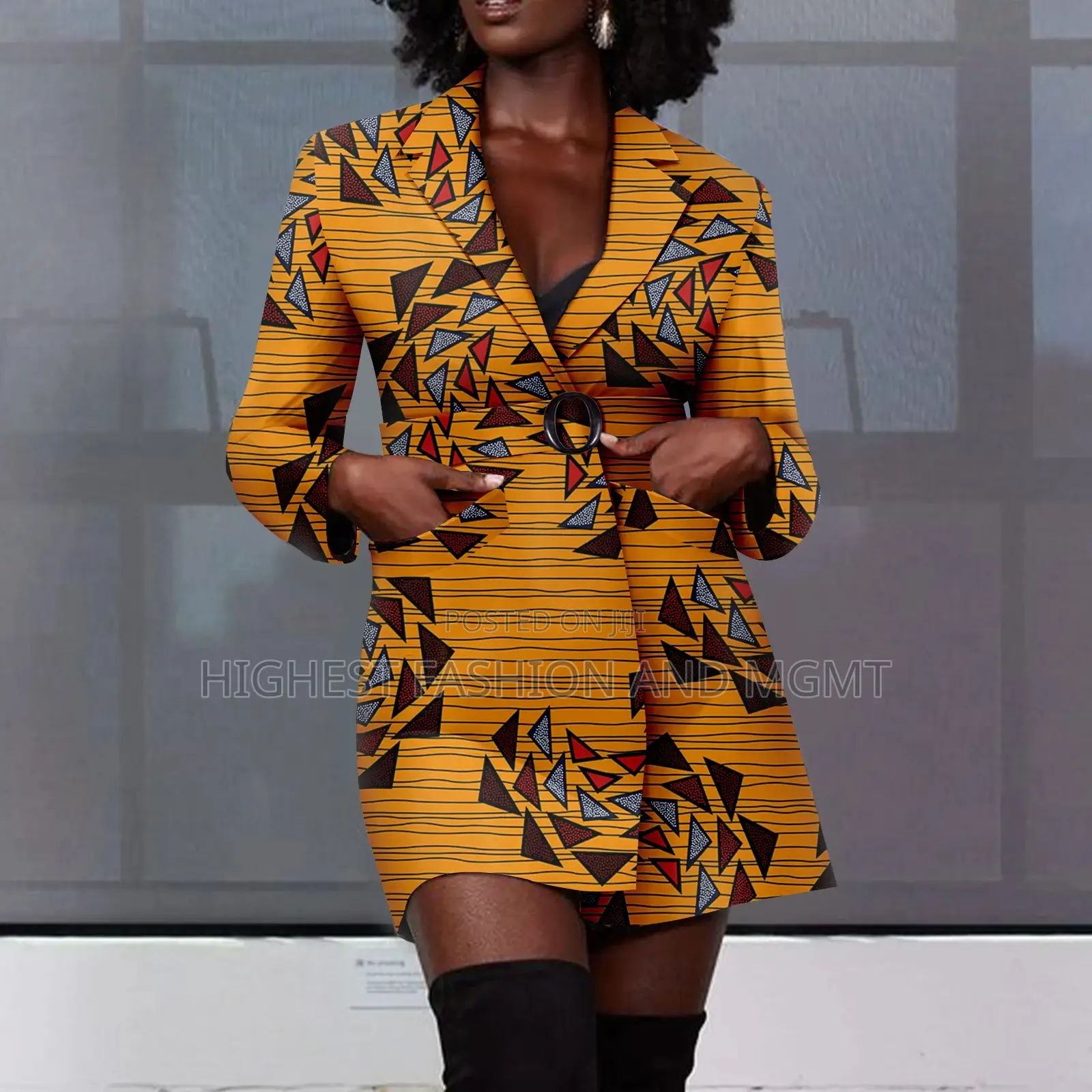 Belt Tweed Ankara Jacket