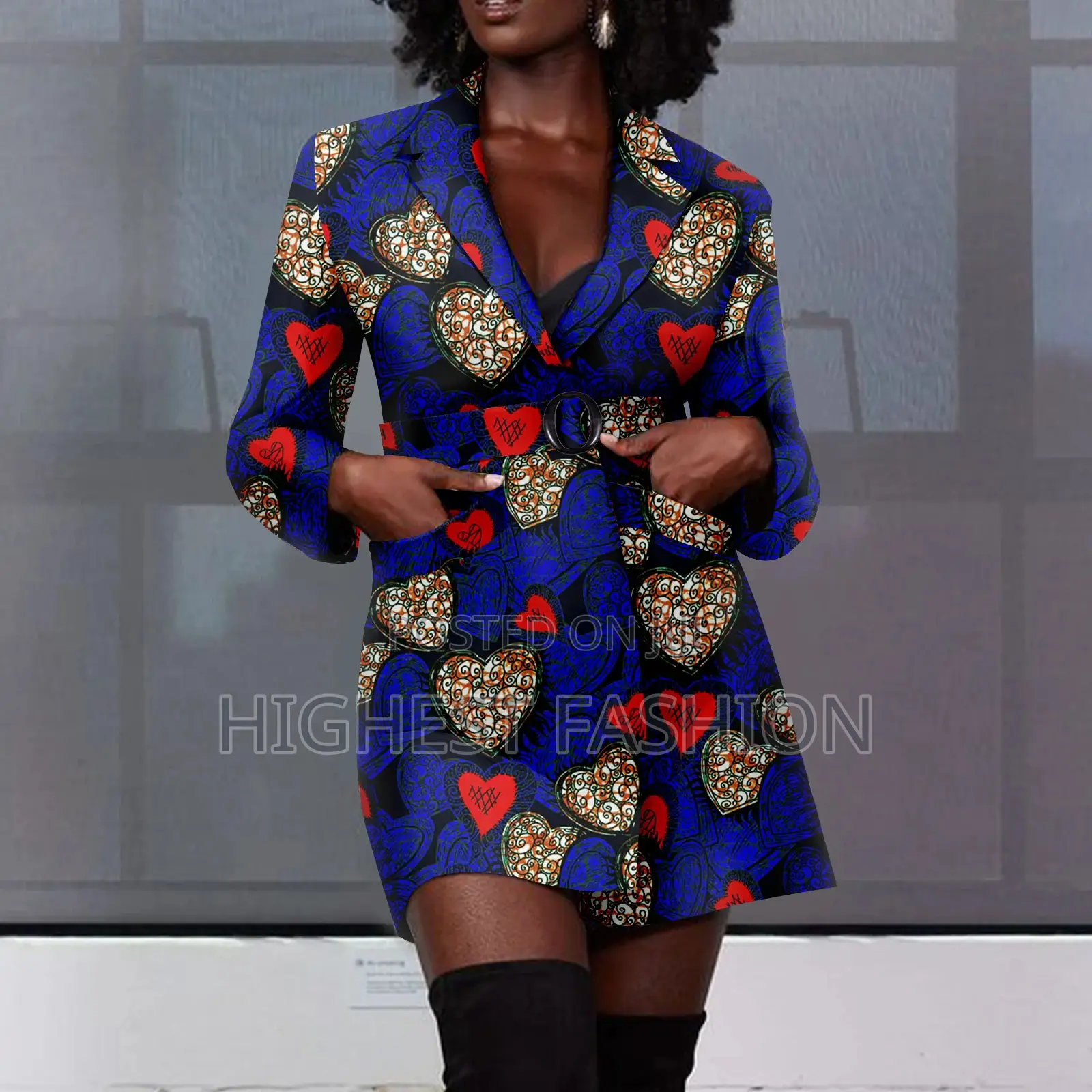 Belt Tweed Ankara Jacket