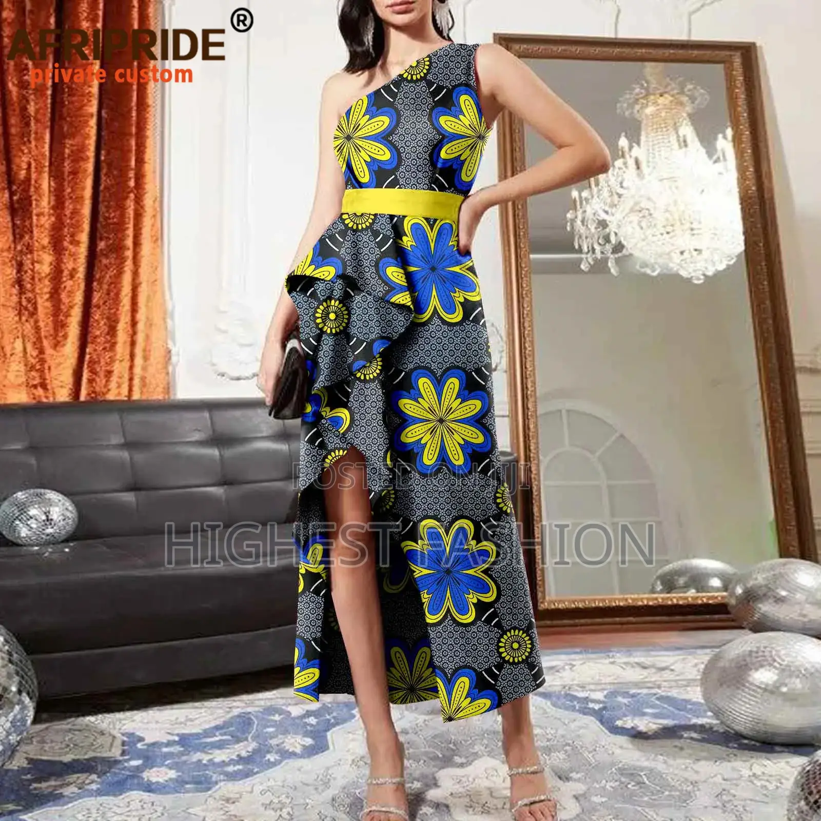 Sleeveless High Waist Ankara Dress