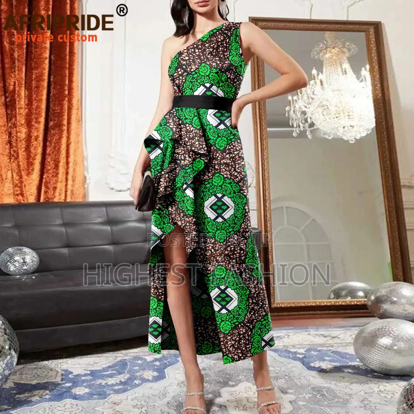 Sleeveless High Waist Ankara Dress