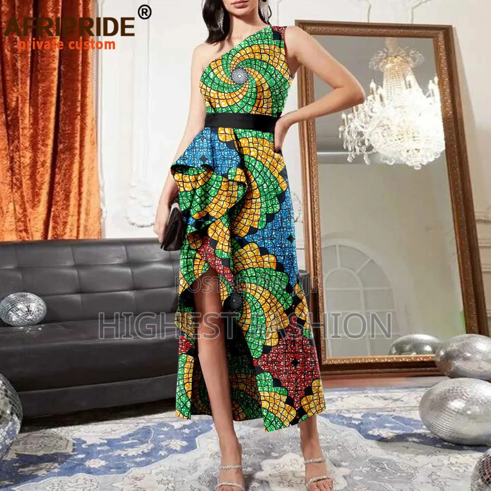 Sleeveless High Waist Ankara Dress