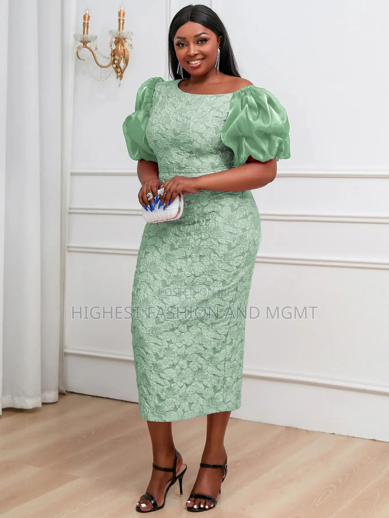 Cold Shoulder Short Puff Sleeve Dress