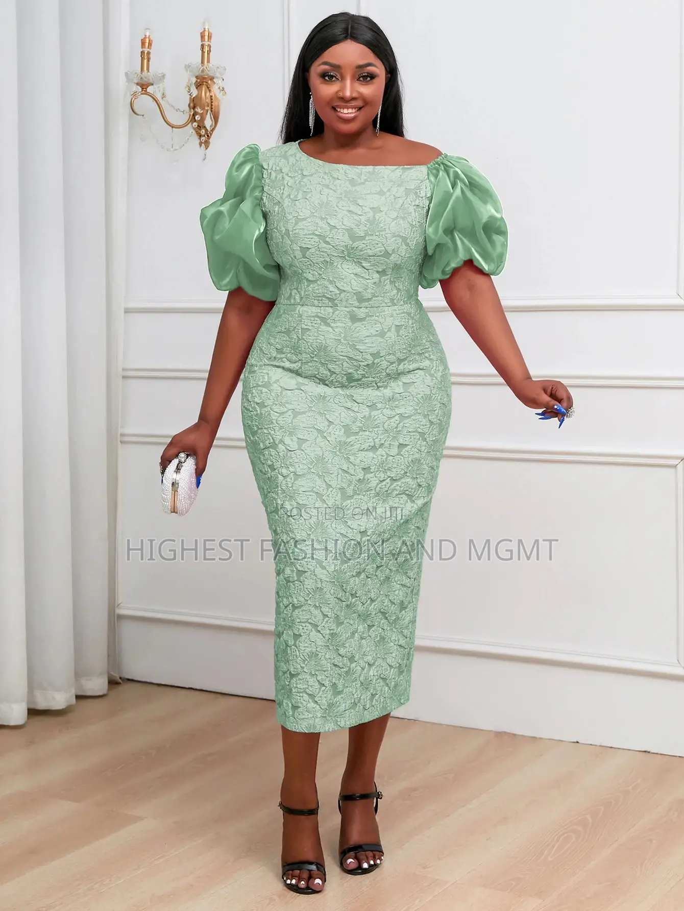 Cold Shoulder Short Puff Sleeve Dress