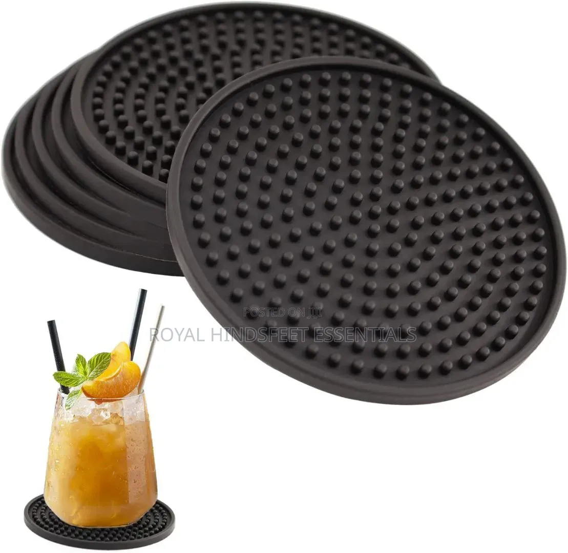 Quality Non-Slip Silicone Drink Coasters / Cup Mats 6pcs