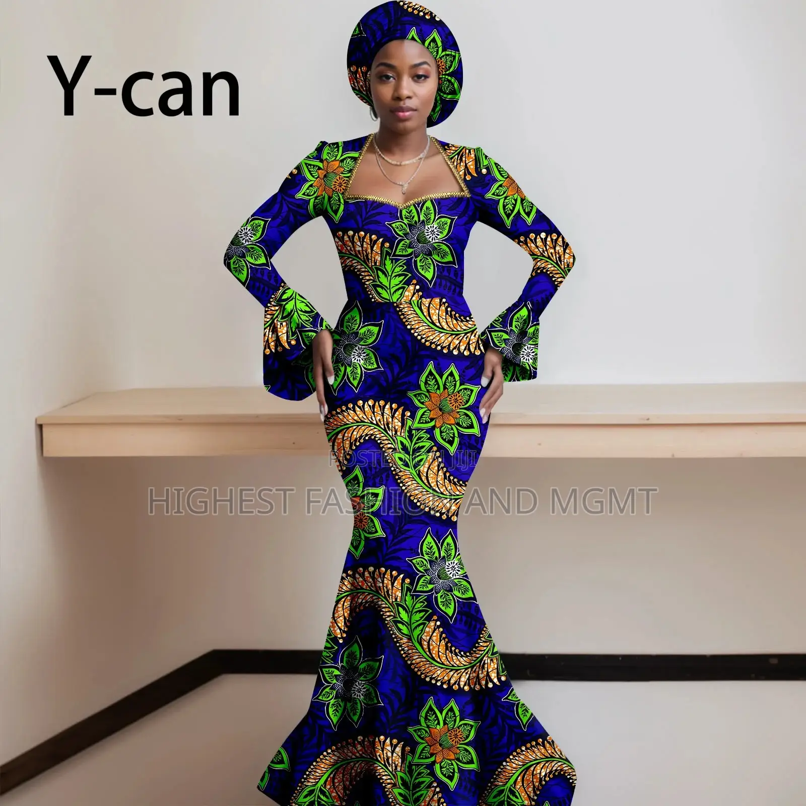Puff Sheer Sleeve Layered Print Dress