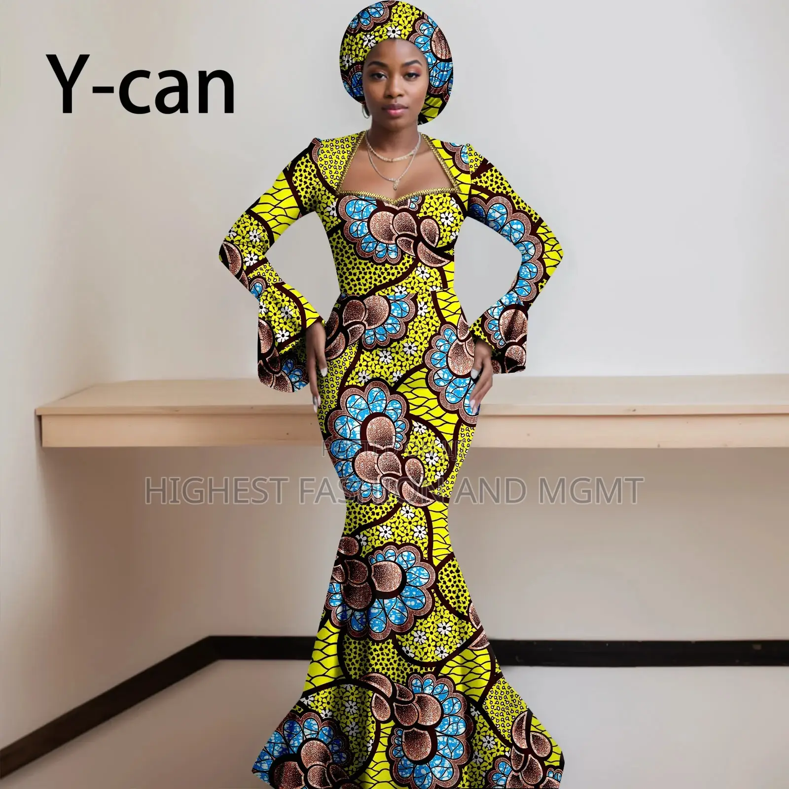 Puff Sheer Sleeve Layered Print Dress