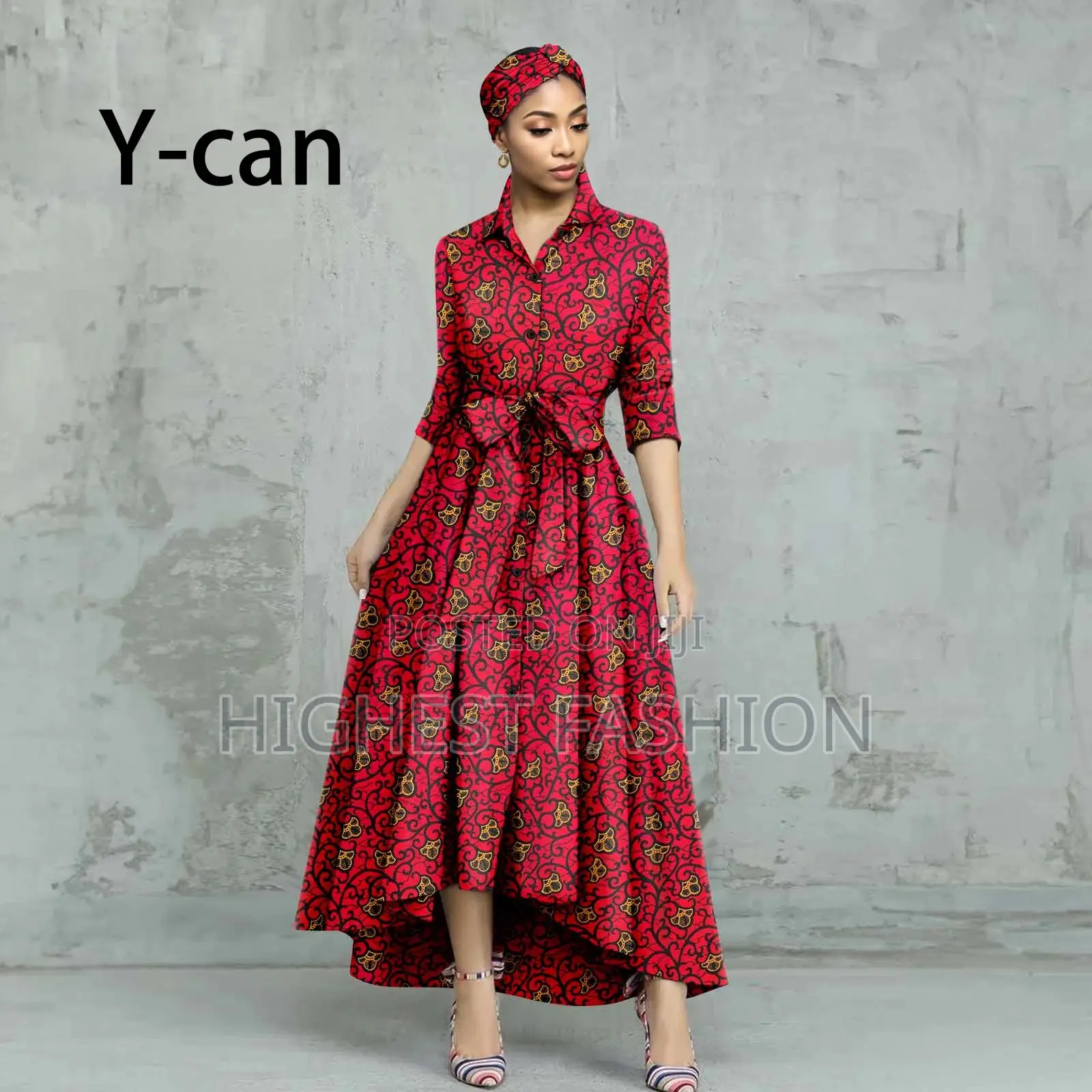 Half Sleeve Long Ankara Dress