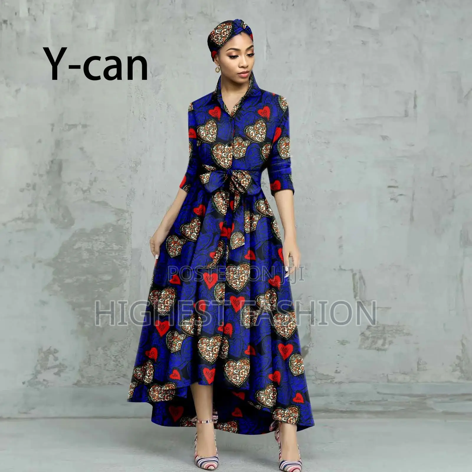 Half Sleeve Long Ankara Dress