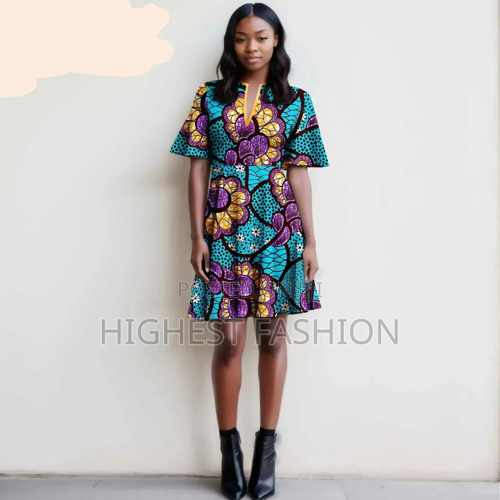 Short Sleeve Print Dress
