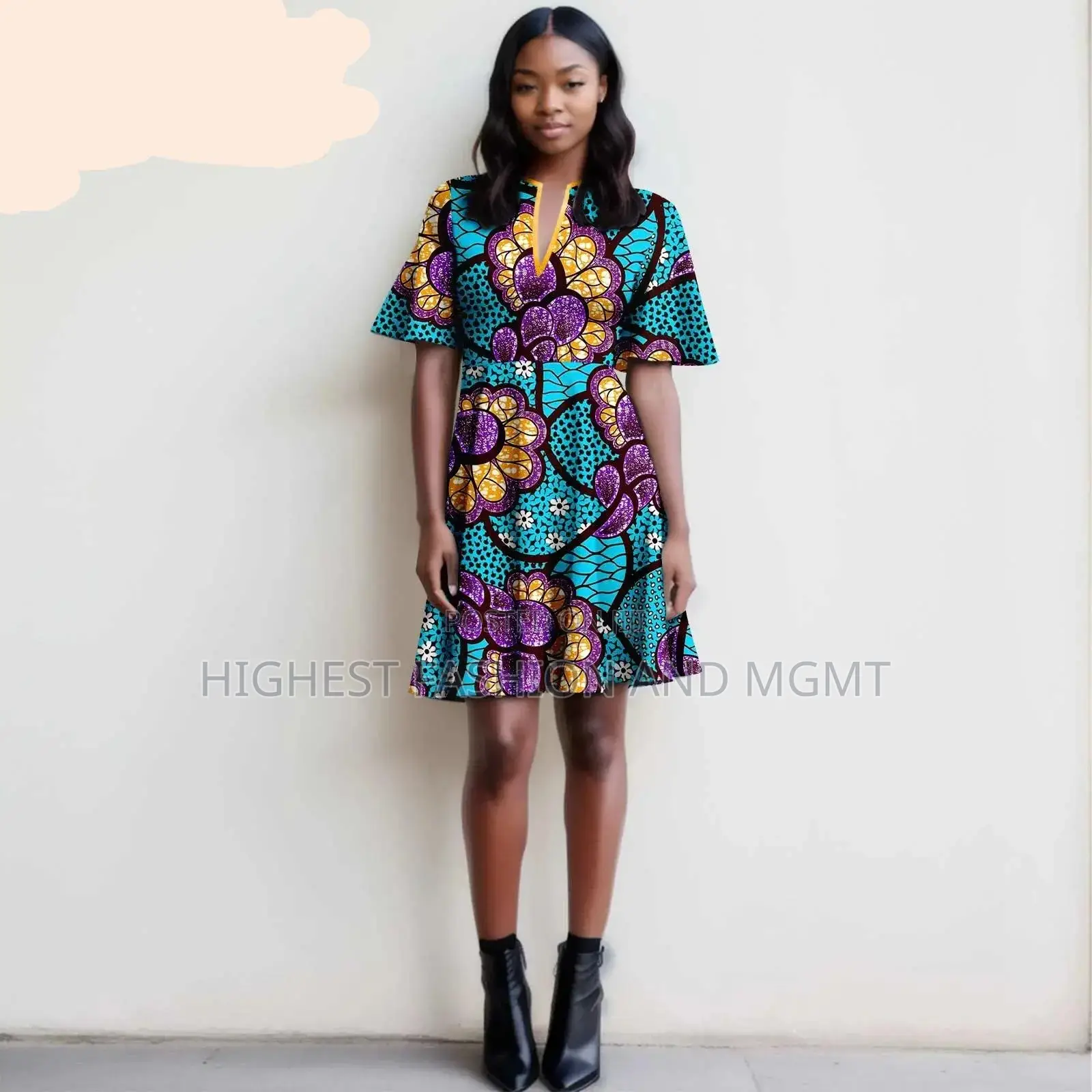 Short Sleeve Print Dress
