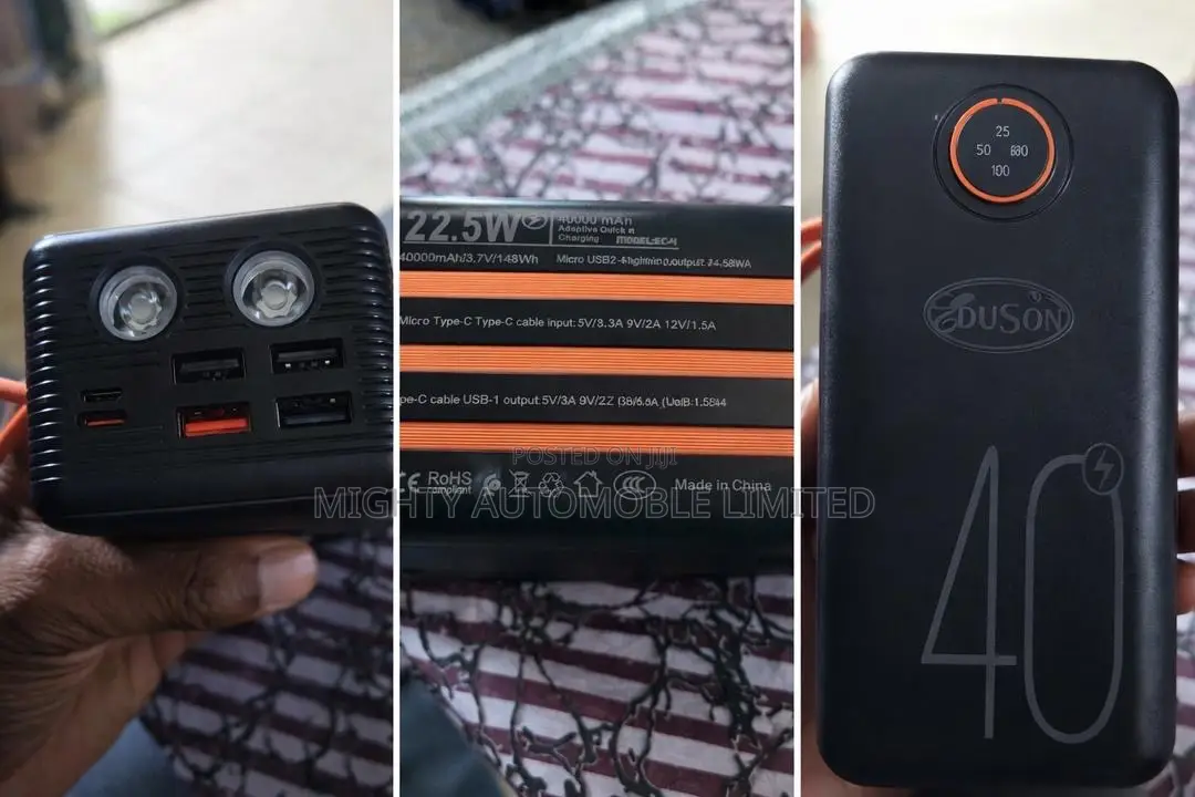 New Original 40000mah Fast Charging Power Bank – 22.5w | 3 Built-In