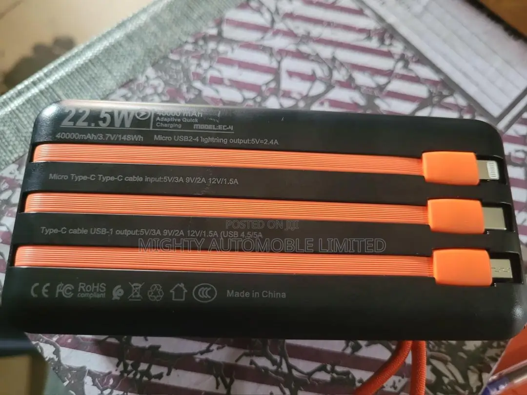 New Original 40000mah Fast Charging Power Bank – 22.5w | 3 Built-In