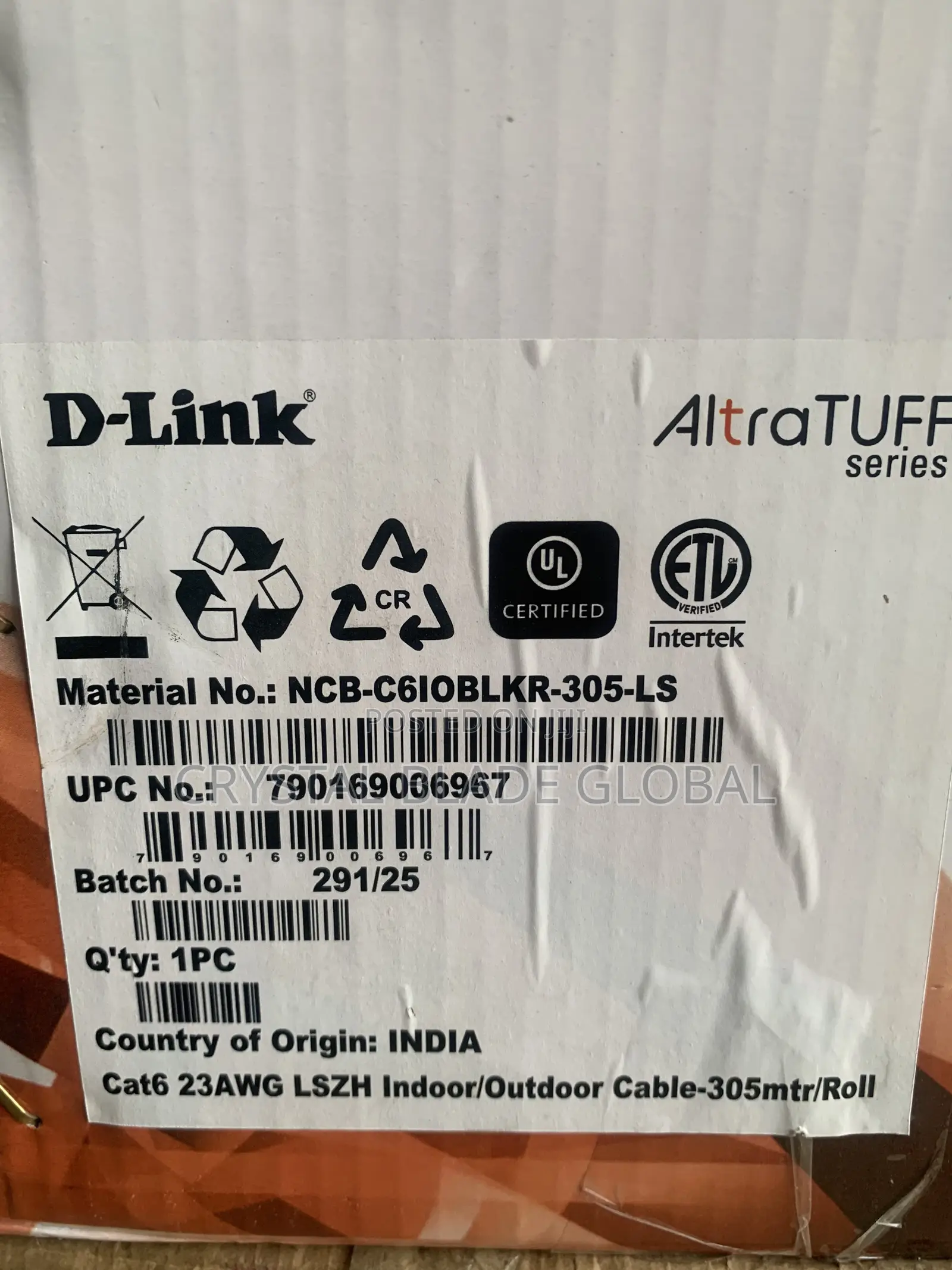 D Link Cat 6 Outdoor Cable 305m