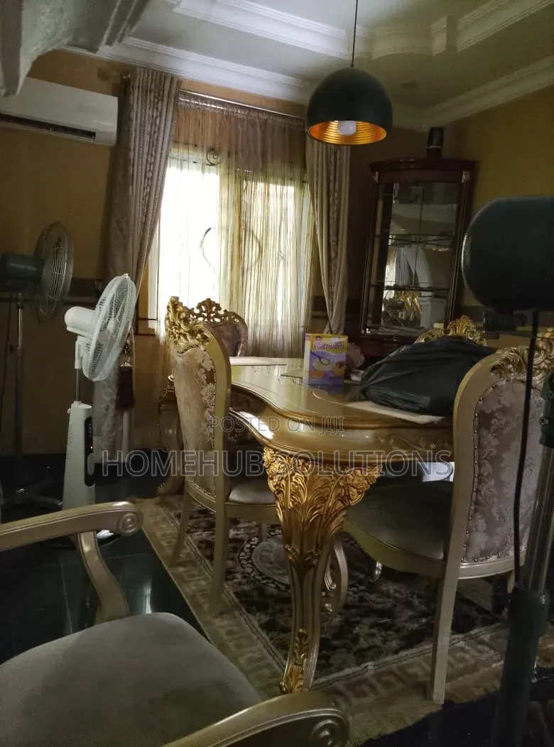 7 Seaters Royal Chair With Table and One Stool and Dining Table Set