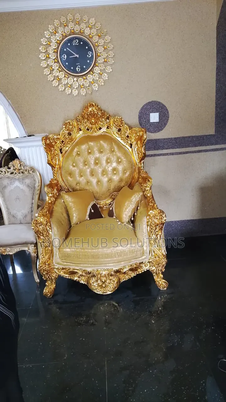7 Seaters Royal Chair With Table and One Stool and Dining Table Set