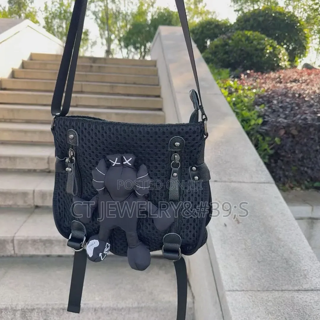 Luxury Kaws Crossbody Bag Several Patches a Small Detachable Pouch