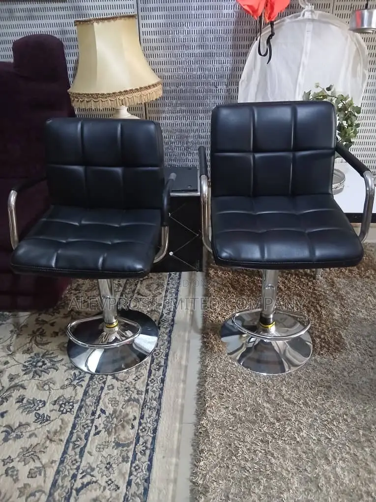 Foreign Used Pair of Ikea Leather Chrome Swivel Chair