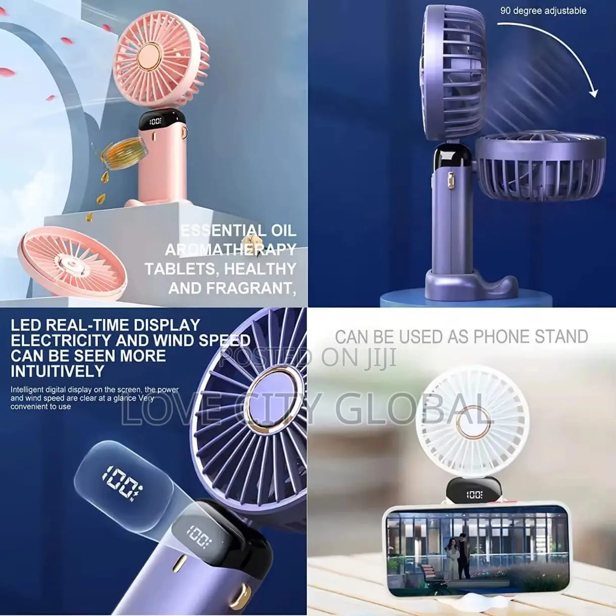 N16 Portable Display Rechargeable Mini Fan Handheld Fan Desktop, Stand