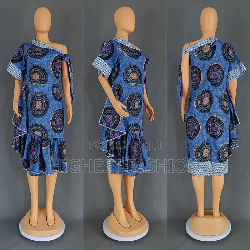 One Shoulder Ankara Print Dress