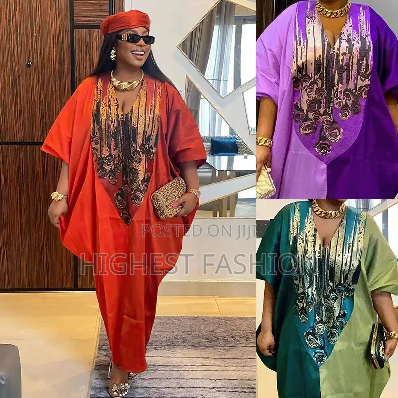 V-Neck Maxi Boubou Dress