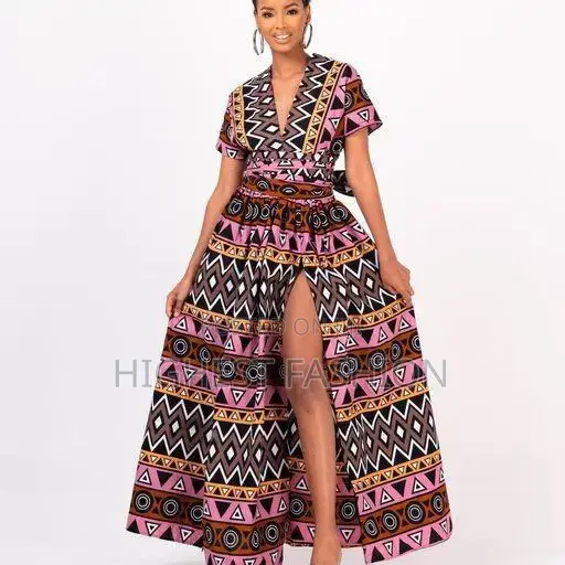 Off Shoulder Slit Ankara Dress