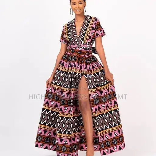 Off Shoulder Slit Ankara Dress