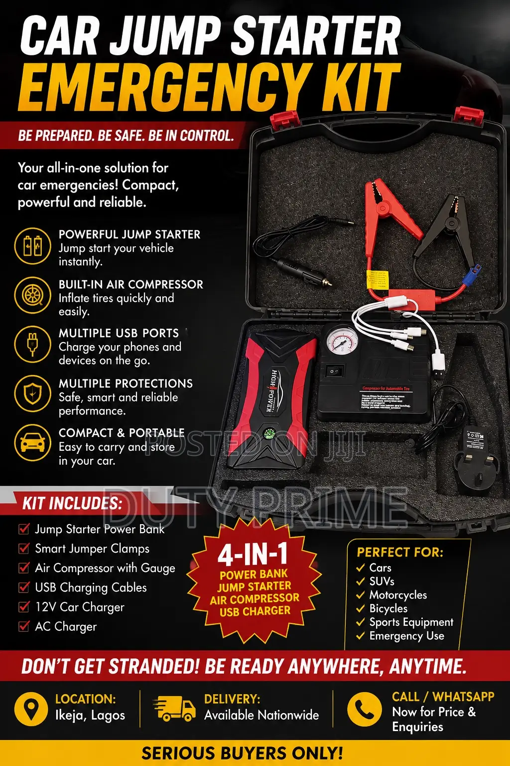 High Power Car Jump Starter Portable Air Compressor Kit