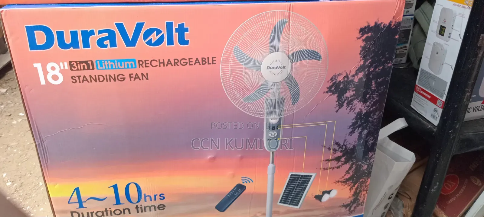 Duravolt 18-Inch 3in1 Rechargeable Fan