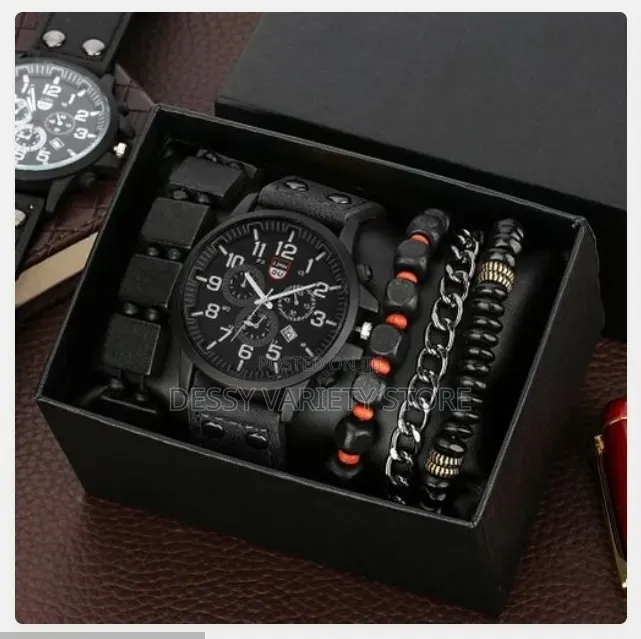 5-Piece Men's Watch and Bracelet Set