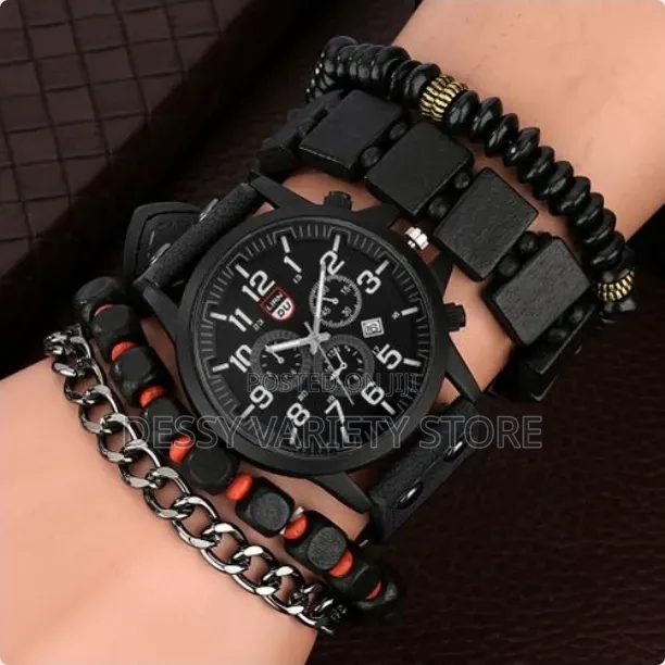 5-Piece Men's Watch and Bracelet Set