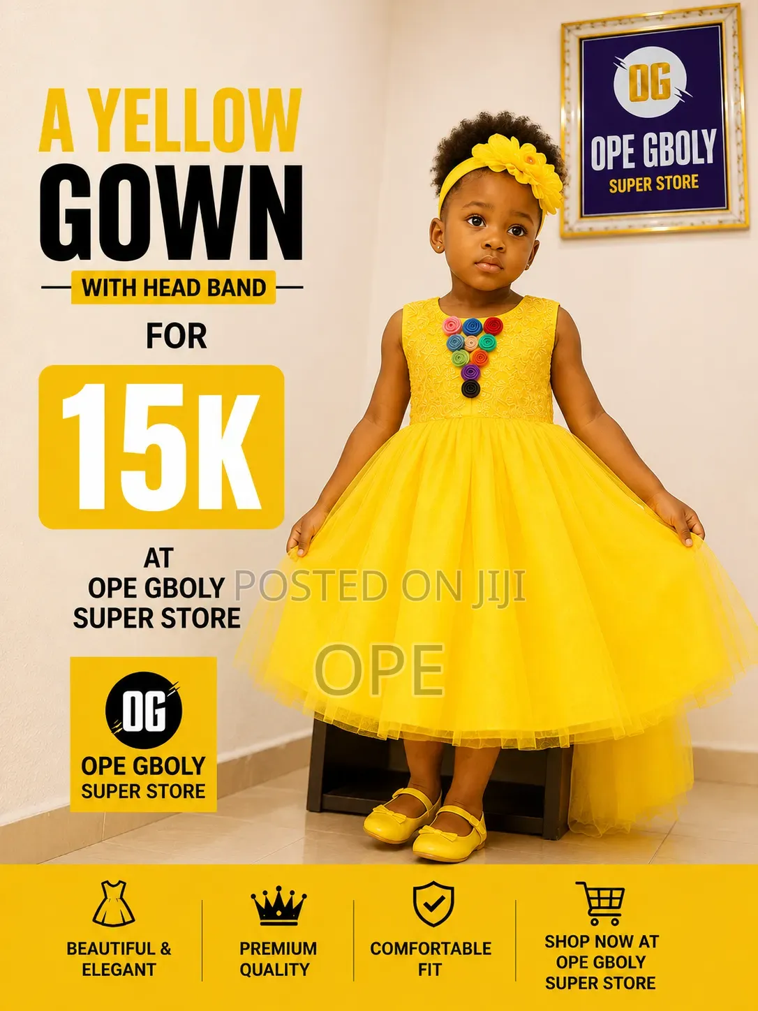 Yellow Dres for 15 K and Jeans Gown for 20 K ( Kids)