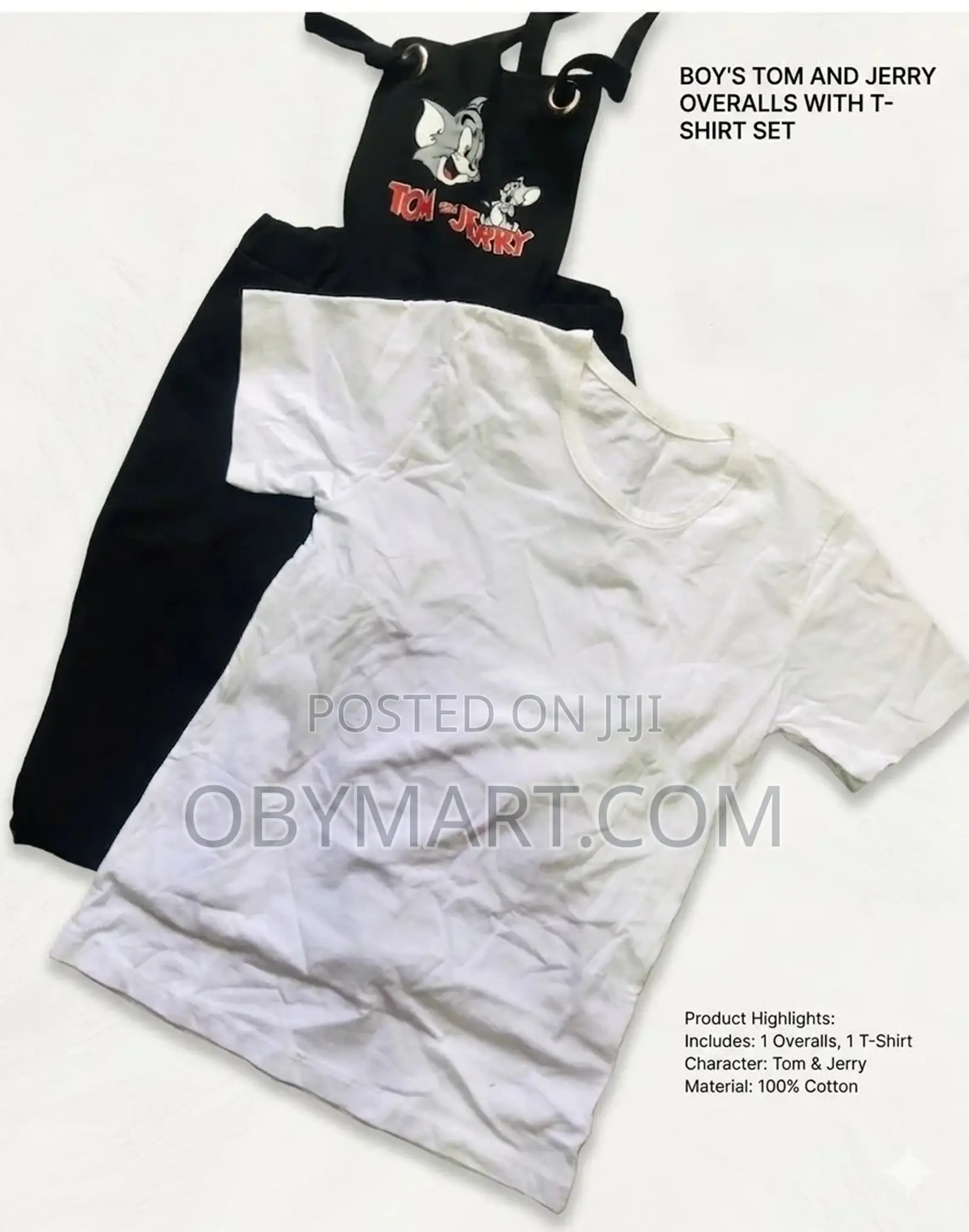 Boys Tom and Jerry Overalls With T-Shirt Set