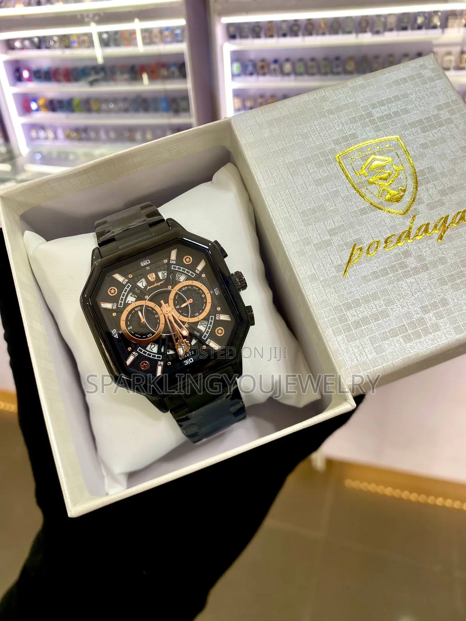 Black Poedagar Watch With Working Chronograph for Men