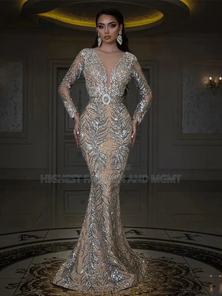 Sequins Long Sleeve Fishtail Dress