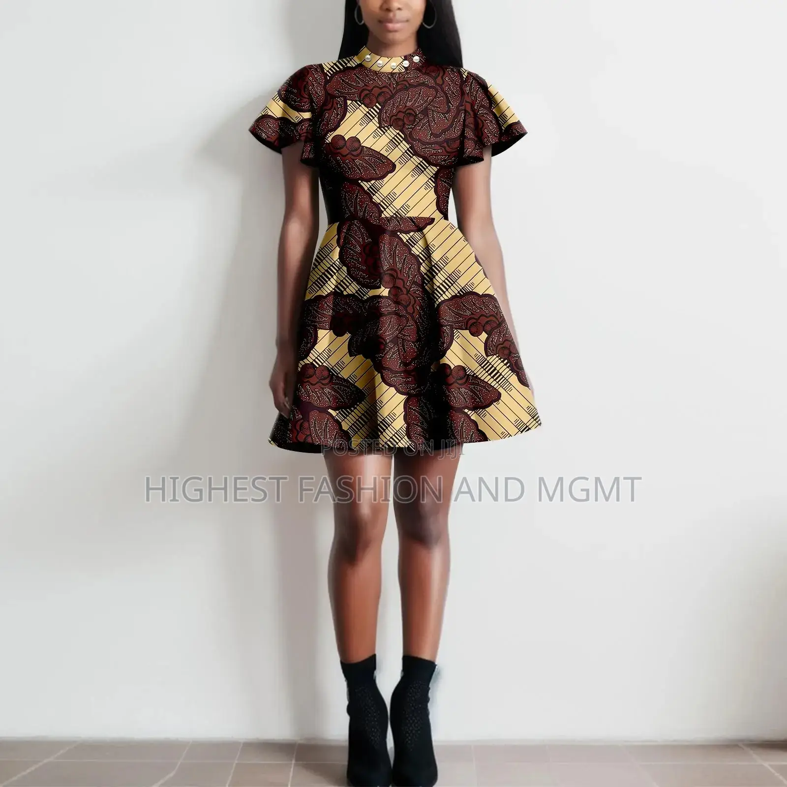 Flare Sleeve Print Dress