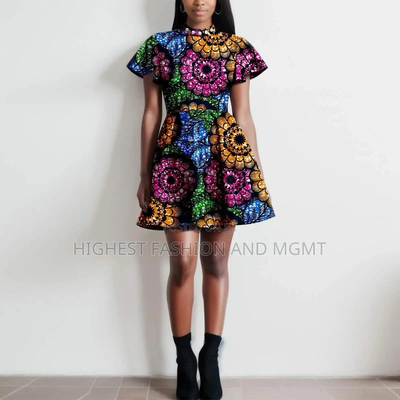 Flare Sleeve Print Dress