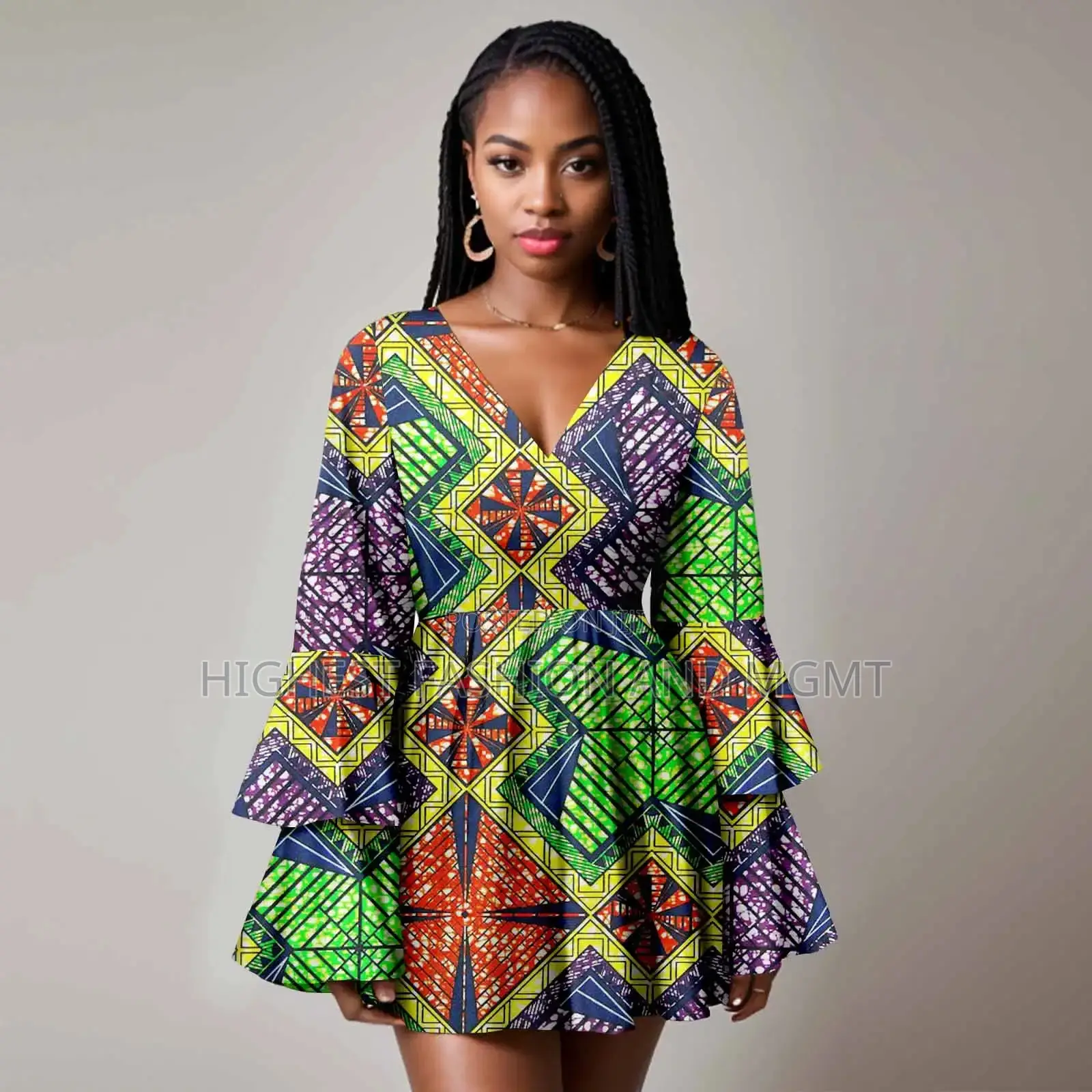 Flare Sleeve Short Gown