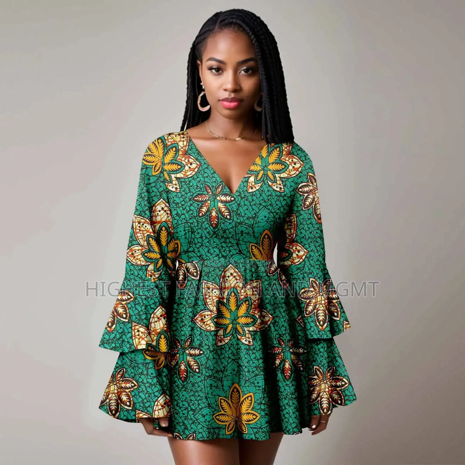 Flare Sleeve Short Gown